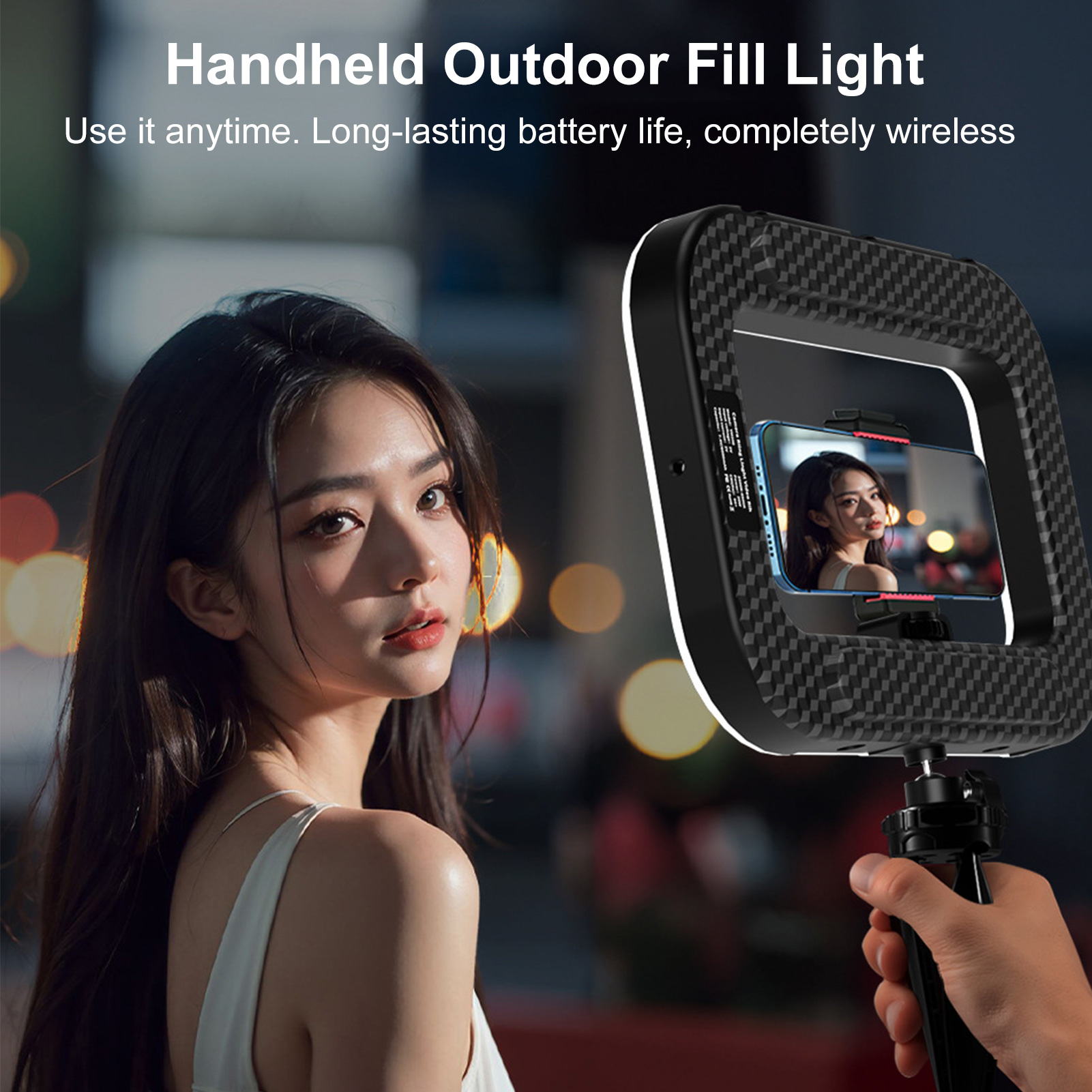 Photography Lighting Circle - Rechargeable Cell Phone Light Handheld Phone