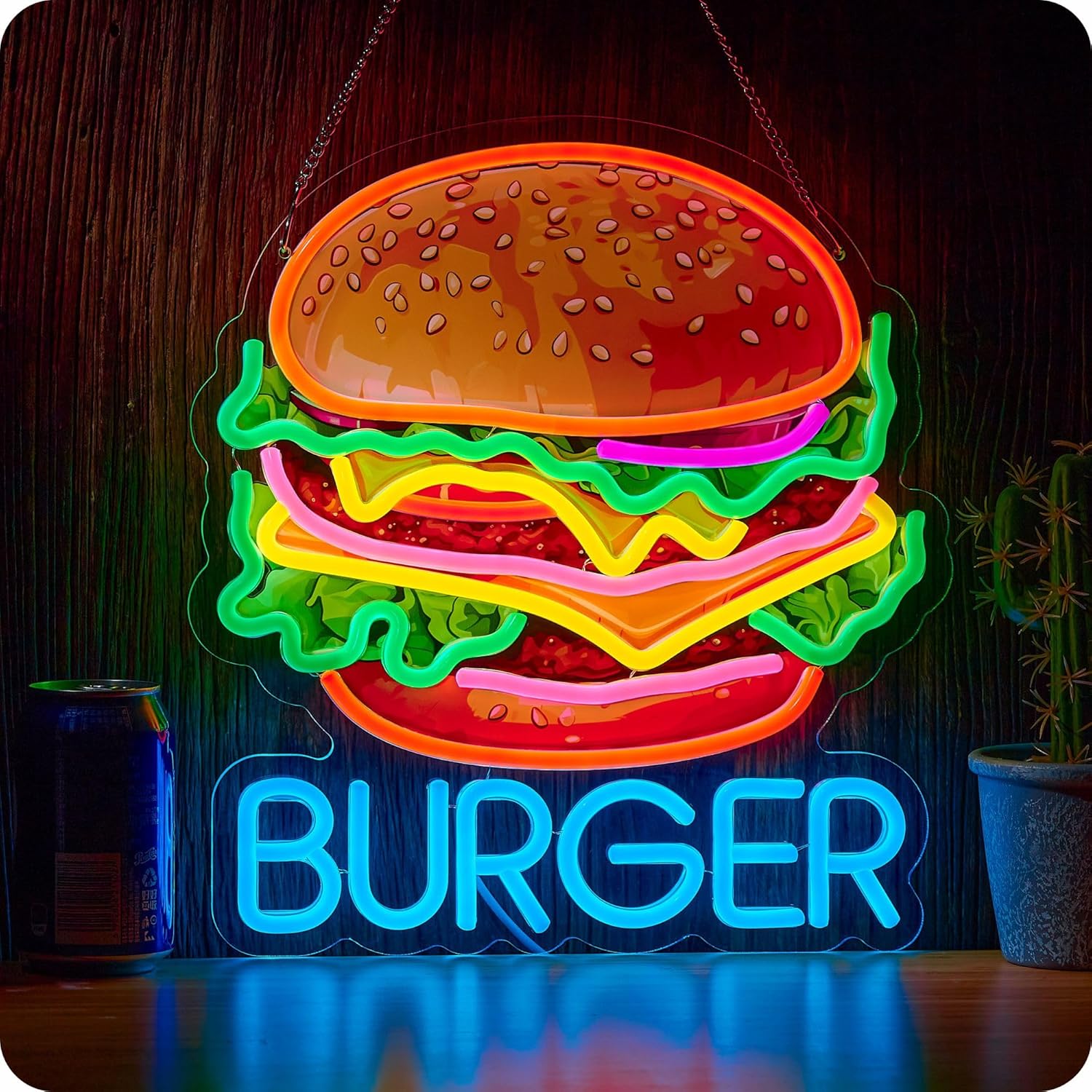 Burger Neon Sign Business Art  - Photography Lighting For Food review and price