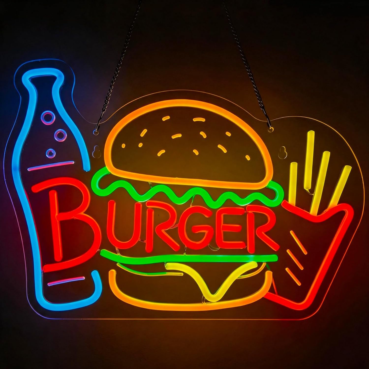 Burger Neon Sign Business Art  - Photography Lighting For Food review and price